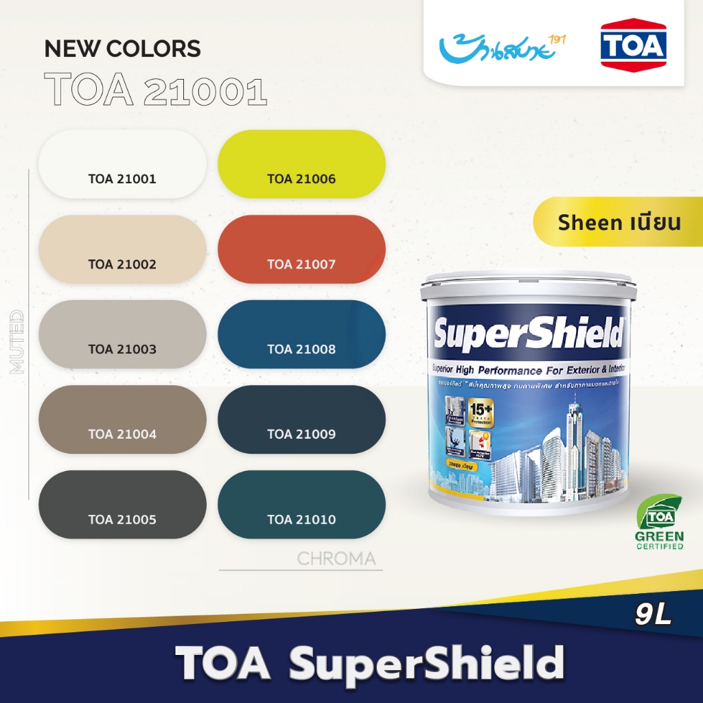 TOA Supershield เนียน TOA 21001 (Spectacular White) ขนาด ถัง 9 ลิตร