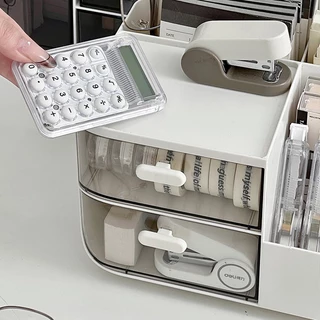 กล่องใส่เครื่องสำอาง มีลิ้นชัก 2ชั้น กล่องใส่ของอเนกประสงค์ กล่องเก็บของ มีหลายช่อง