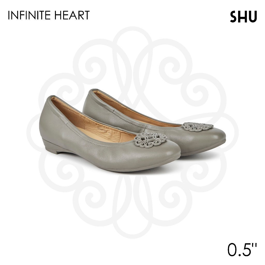 SHU SOFY SOFA 0.5" INFINITE HEART ONTONE - TAUPE GREY รองเท้าคัทชู