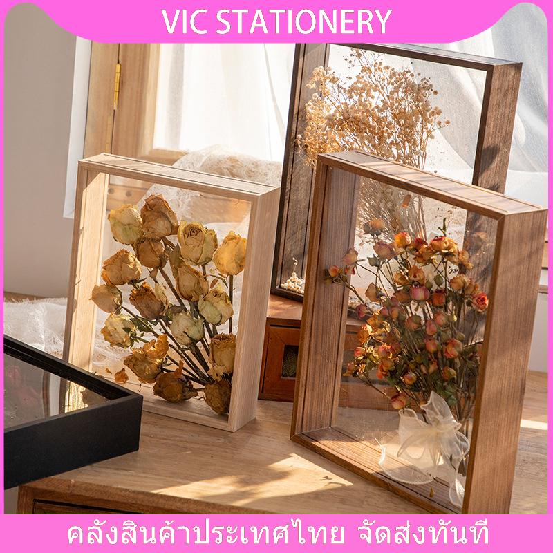 กรอบรูปดอกไม้แห้ง DIY กลวง กล่องใส่ดอกไม้ กรอบรูป A4 สามมิติติดผนัง โต๊ะกรอบรูปดอกไม้สำหรับเก็บดอกไม้เรียบง่ายและสวยงาม