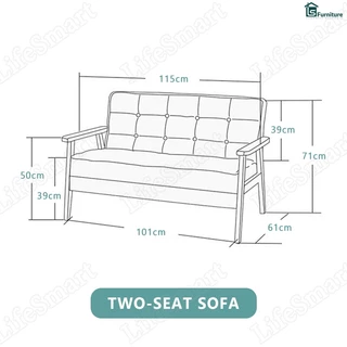 LifeSmart โซฟา โซฟานั่งเล่น Sofa ไม้ หนังPU สไตน์นอร์ดิก เเข็งเร็ง ทนทาน มี 1/2/3 ที่นั่ง