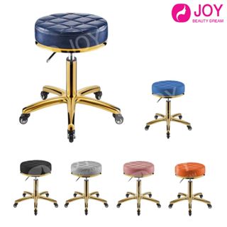 เก้าอี้ช่างเบาะนุ่ม ขาสแตนเลสสีทอง มีล้อเลื่อน ดีไซน์หรูหรา …