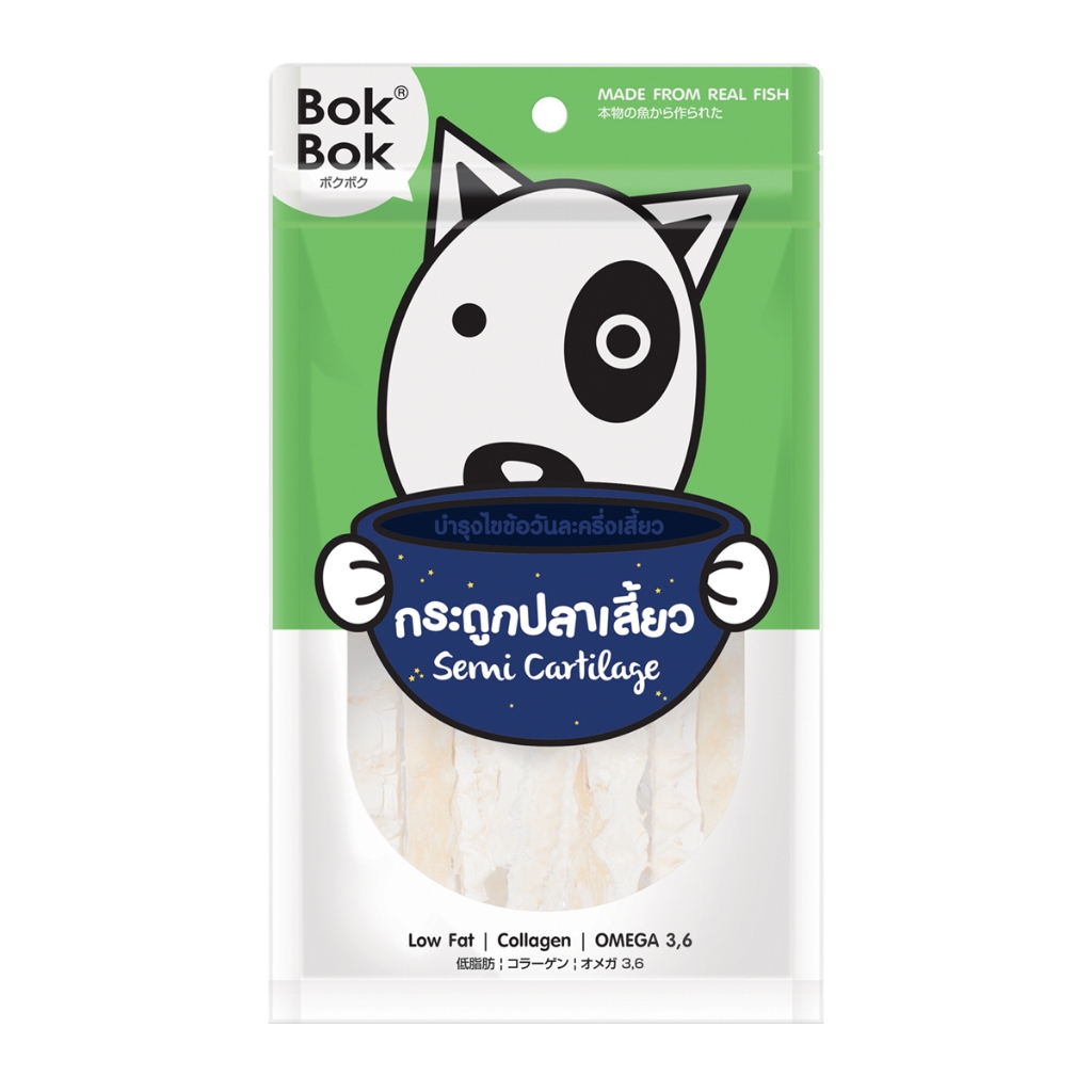 BokBok Semi Cartilage ขนมสุนัข สูตรกระดูกปลาเสี้ยว ขนาด 50 G(50g.)