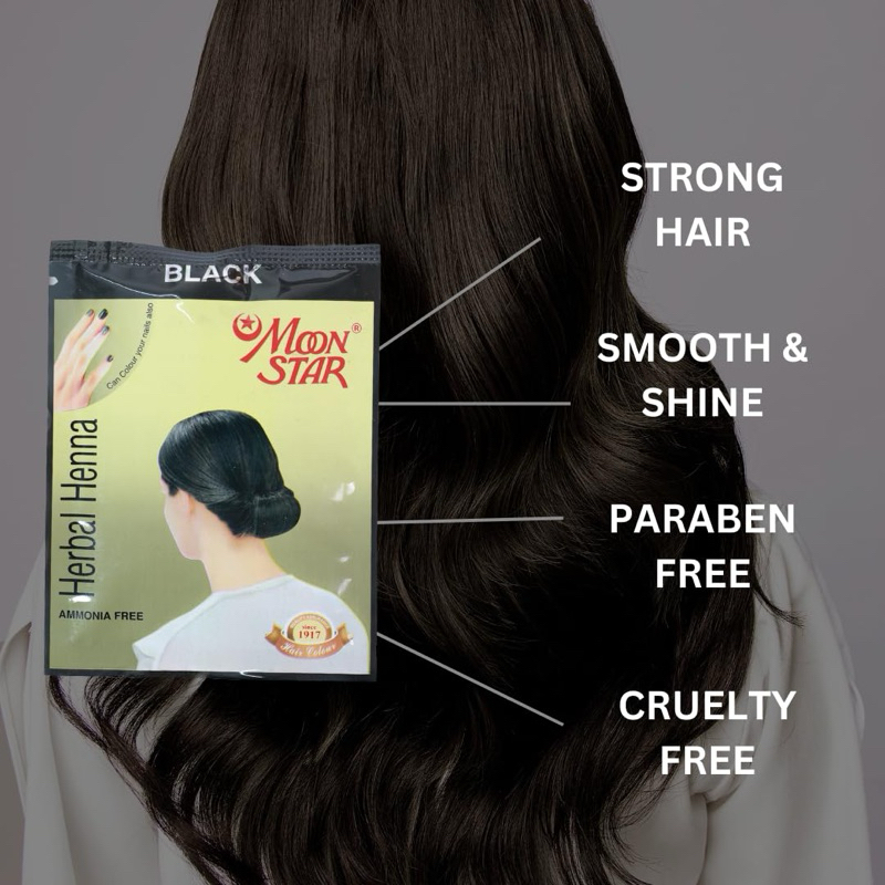 ผงสมุนไพรย้อมผมเฮนน่ามูนสตาร์สมุนไพร,Moonstar herbal hair henna mehendi
