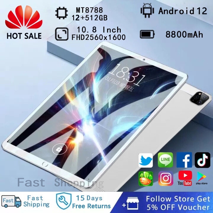 ซื้อ1 แถม 8🔥 HUAWEI ใหม่ ของขวัญ 10.8นิ้ว เอชดี แกะ16GB+512GB แท็บเล็ตราคาถูก รองรับ2ซิม 5G Tablet wifi แท็บเล็ต COD