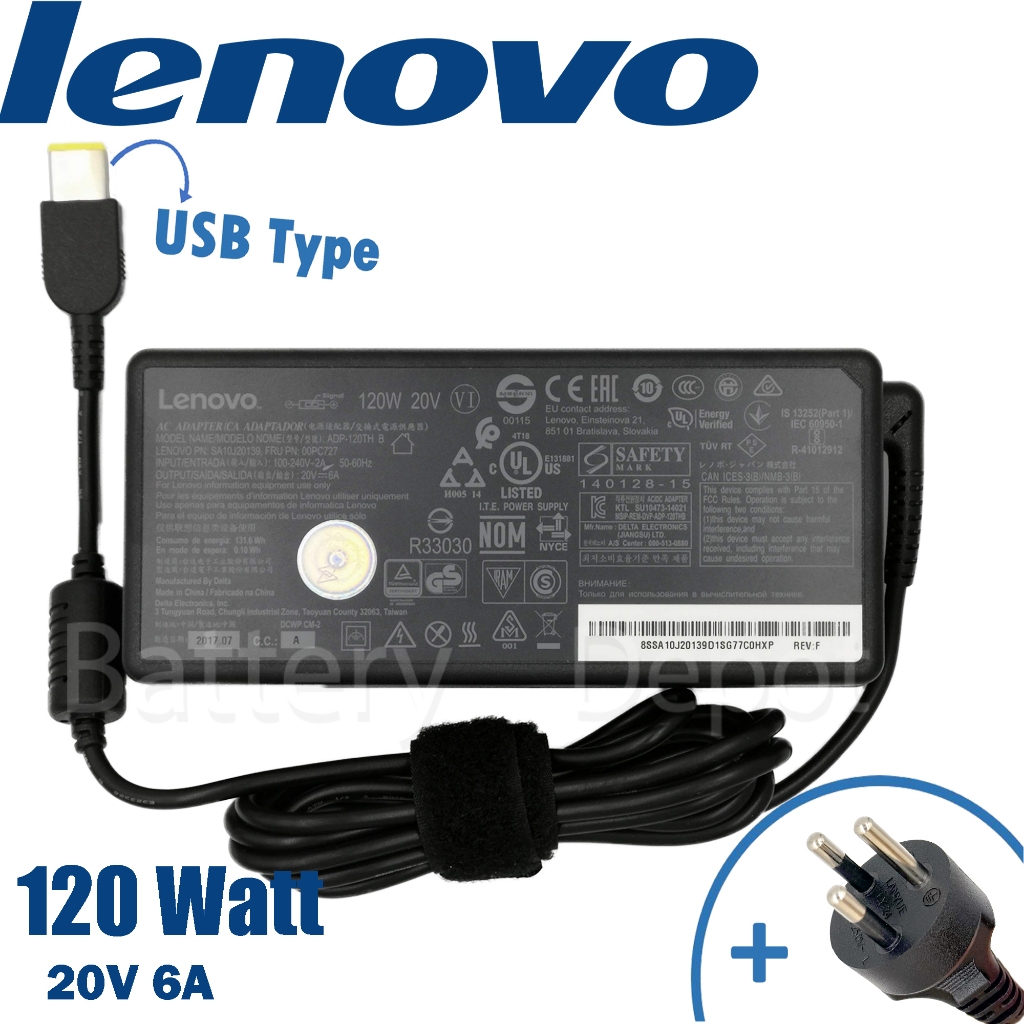 Lenovo Adapter ของแท้ 20V/6A 120W หัว USB สายชาร์จ Lenovo IdeaCentre AIO A340-22ICB 510-22ISH All In