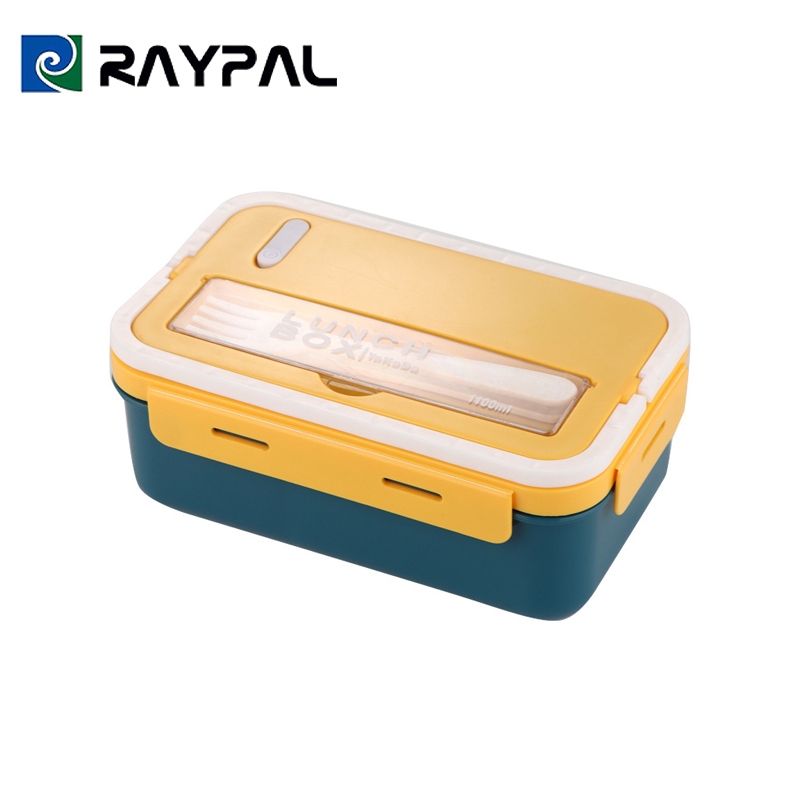 RAYPAL กล่องข้าวไมโครเวฟ กล่องใส่อาหาร กล่องข้าวกลางวัน 3 ช่องแบ่ง ฟางข้าว แถม ฟรี ช้อนและตะเกีย