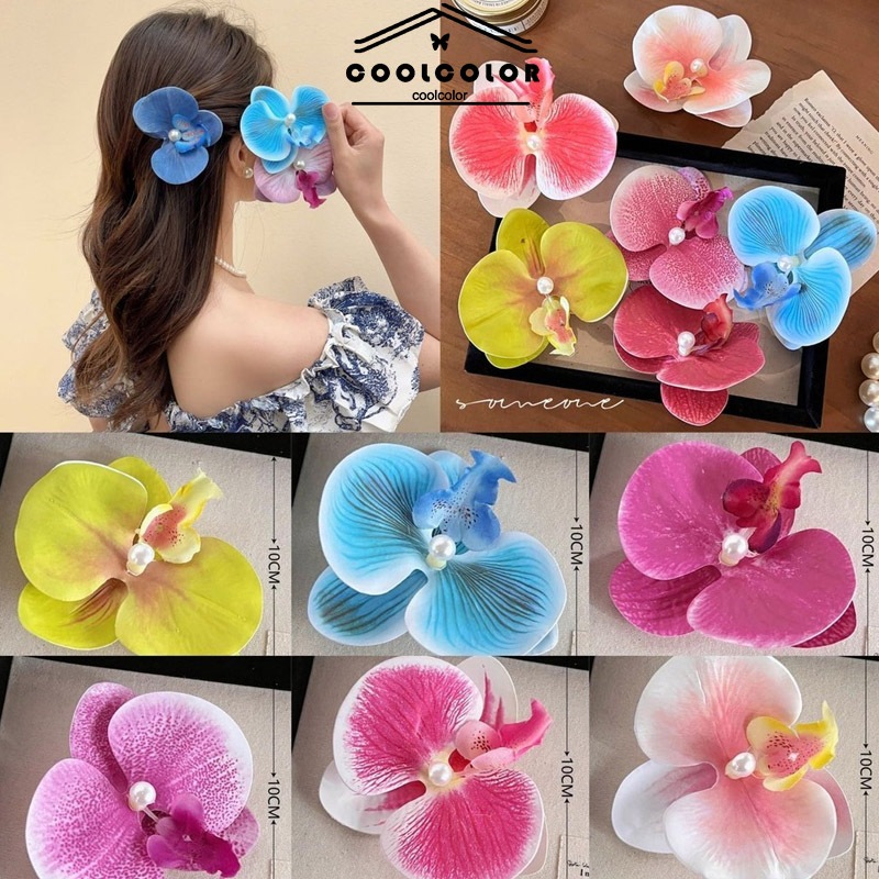 ในไทย💖กิ๊บติดผมรูปกล้วยไม้ดอกไม้ใส่สวยๆเหมาะกับซัมเมอร์วันสงกรานต์สําหรับผู้หญิง.coolcolor.th-COD