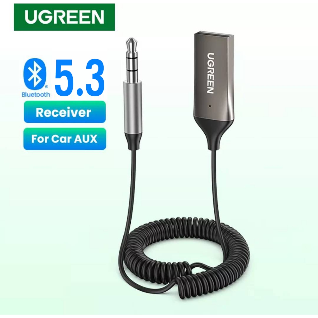 UGREEN รุ่น 70601, 60300 Wireless Bluetooth Receiver 5.3 USB สำหรับฟังเพลงบนรถยนต์ AUX หัวแจ๊คขนาด 3.5mm