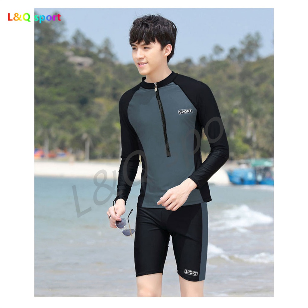 พร้อมส่งจ้า ชุดว่ายน้ำแขนยาว ชุดดำน้ำ ผู้ชายและผู้หญิง คู่รัก กันUV ชุดว่ายน้ำ รูปที่ 5