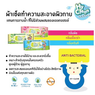 Hyclean ((ทิชชู่เปียก)) Hy Clean ไฮคลีน ผ้าเปียก ทิชชู่เปียก แผ่นใหญ่ ขนาด 30 ซม. x 20 ซม.