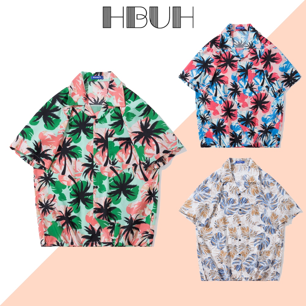 HBUHH เสื้อฮาวาย สไตล์หลวมและสบาย มีหลายแบบ เหมาะสำหรับชายหาดกลางแจ้ง ผู้ชายผู้หญิงใส่ได้ ราคาถูก Shopee Lazada
