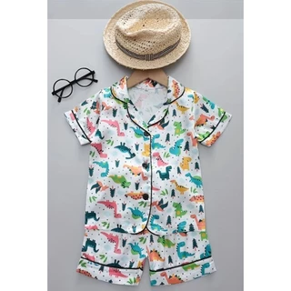 ชุดนอนเด็กผ้าซาติน เสื้อแขนสั้น+กางเกงขาสั้น ไซส์ 80-110 ร้านไทย พร้อมส่ง