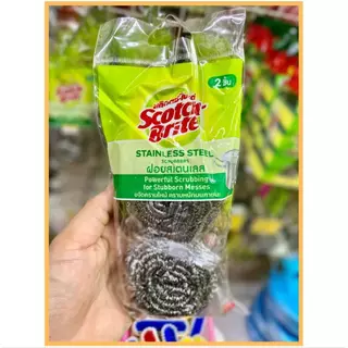 สก๊อตซ์-ไบรต์ ฝอยสแตนเลส 3M 2ชิ้น ฝอย ขัดหม้อ กระทะ ฝอยสแตนเลส ฝอยโบราณ ฝอยเหล็ก ฝอยม้วน ใยขัดเหล็ก ขัดเตาแก๊ส