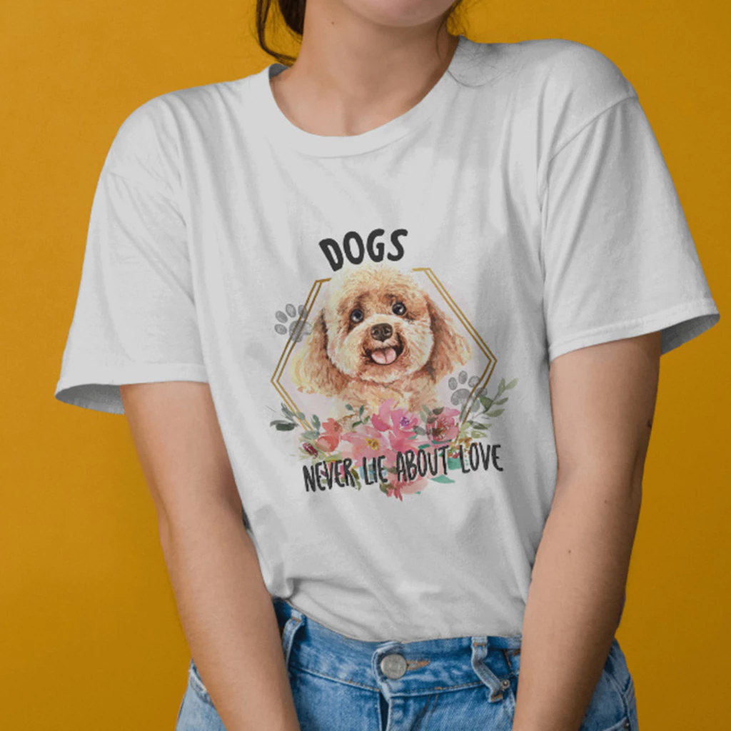 เสื้อยืดสกรีนลายหมาดอกไม้ Minimal รุ่น FLOGA8 Poodle