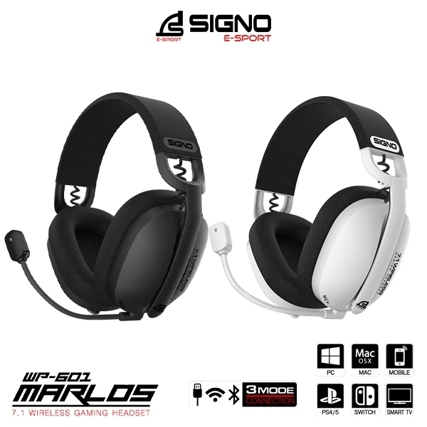 หูฟังเกมมิ่ง SIGNO E-Sport   MARLOS รุ่น WP-601  Wireless 7.1  Gaming  Headset 3 ระบบ (Tri-Mode)