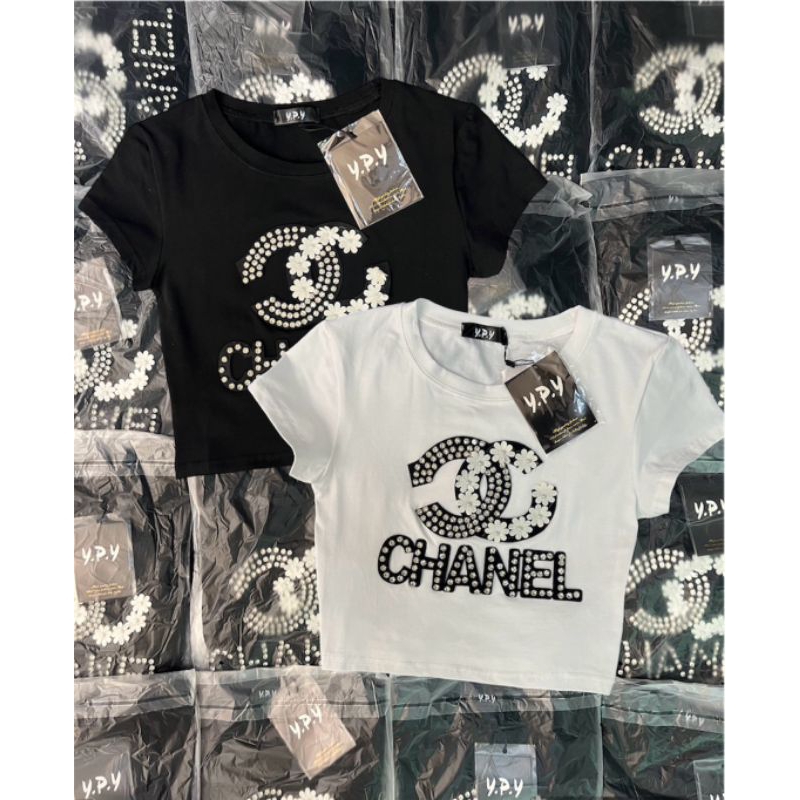 GoodNine พร้อมส่ง เสื้อครอปรุ่นเป๊ะสุดปังติดอะไหล่เพชรจัดเต็มสุดอลังการสวยมากผ้าเนื้อดีใส่สบายงานป้าย y. p .y
