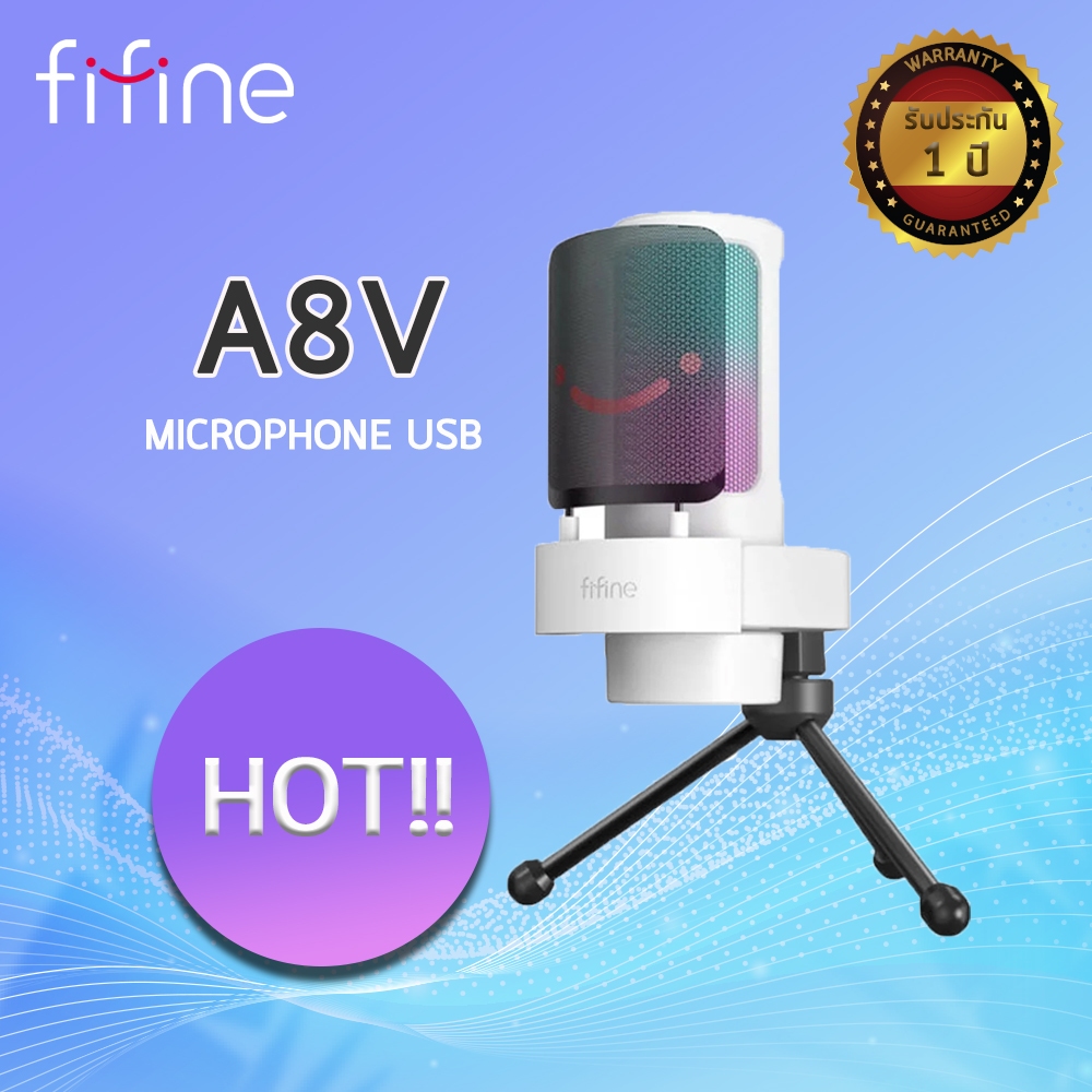 ไมโครโฟน FIFINE A8V Ampligame RGB Gaming USB Condenser Microphone ไมโครโฟนRGB ไมค์บันทึกเสียง