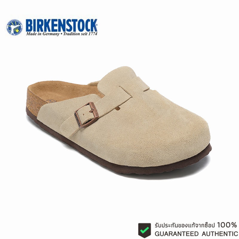 birkenstock Boston Fashion slippers beige white ของแท้ 100 %