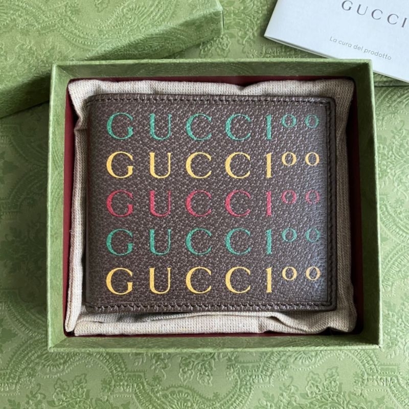 💰คอลเลคชั่น 100 ปี😎กระเป๋าสตางค์ชาย New Gucci bifold wallet คอลเลคชั่น 100 ปี หนังทั้งใบนะคะ