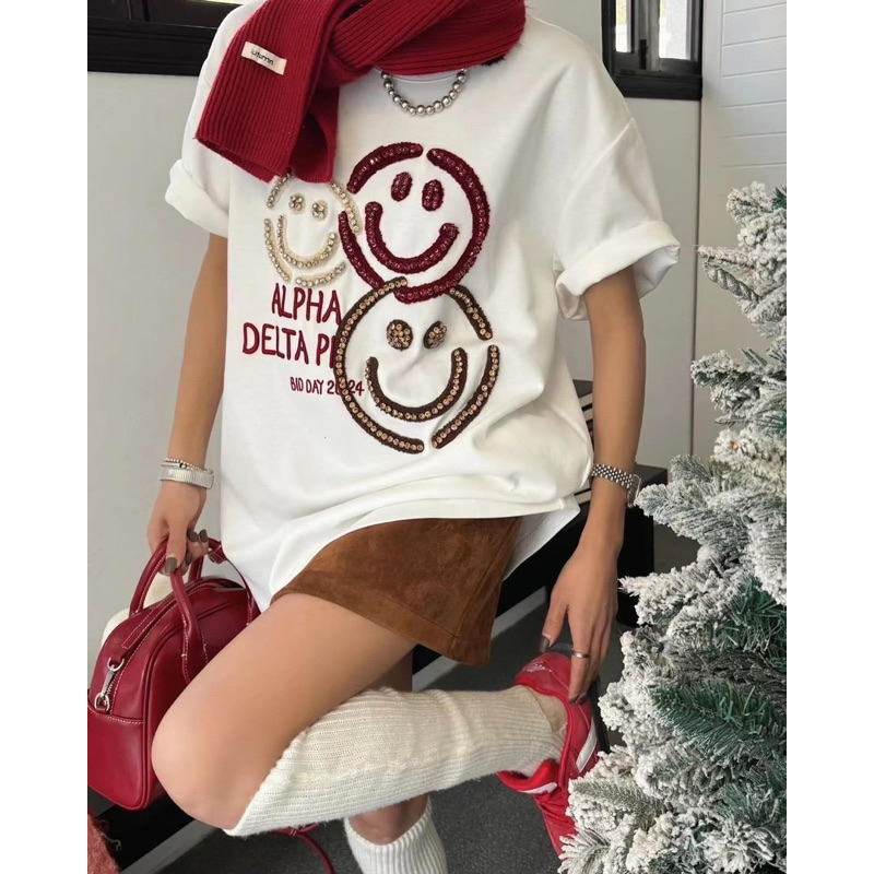 (มือ1) เสื้อโอเวอร์ไซร้ แต่งอะไหล่ ป้าย Katay shop กระต่ายชอป