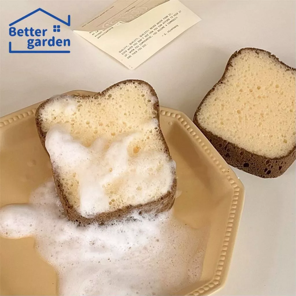 🏷️[Home] ฟองน้ำล้างจาน รูปขนมปัง Set2 ชิ้น ฟองน้ำล้างจานน่ารัก ฟองน้ำ🍞