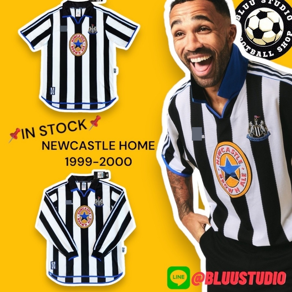 bluu พร้อมส่งจากไทย [โลโก้ครบ] เสื้อบอลย้อนยุค นิวคาสเซิล เหย้า 1999-2000 Retro Newcastle Home 1999-2000 เกรดดีที่สุด