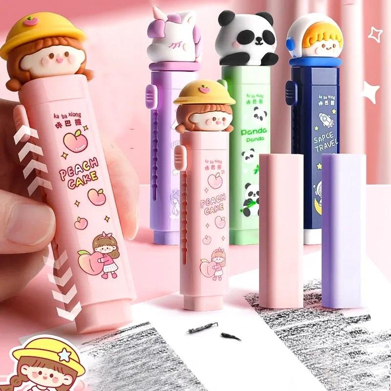 ยางลบดินสอ แบบกด ลายการ์ตูนน่ารัก แกนยางลบถอดเปลี่ยนได้