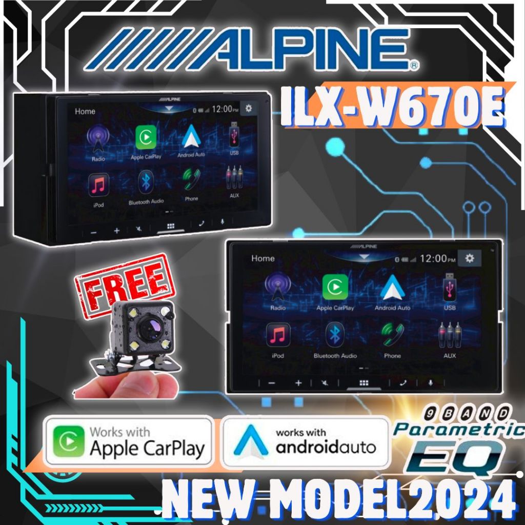 เครื่องเล่นติดรถยนต์ ขนาด 7 นิ้ว แบรนด์ดัง ยี่ห้อ ALPINE รุ่น iLX-W670E รองรับ AppleCarPlay / Androi