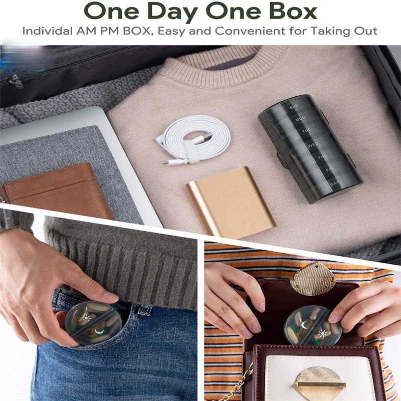 กล่องใส่ยารายสัปดาห์ 7 วัน 2 ครั้งต่อวัน, กล่องใส่ยารายวันขนาดใหญ่สำหรับยา/วิตามิน กล่องใส่ยา  ทำความสะอาดง่าย L146 - รูปที่ 3