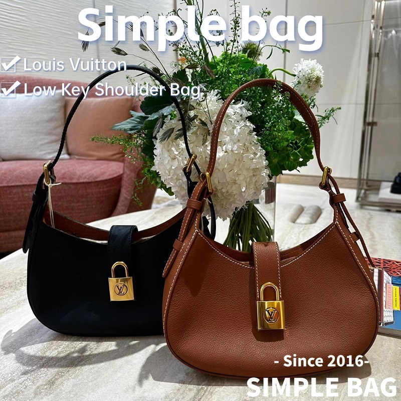🍑24 New!!หลุยส์วิตตอง Louis Vuitton Low Key Shoulder Bag LV Hobo Bag กระเป๋า