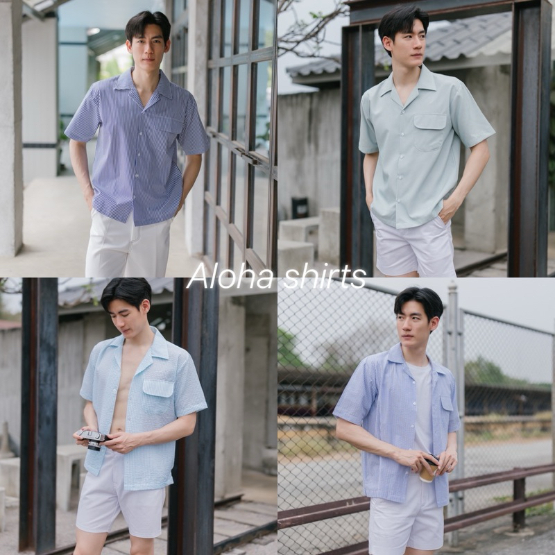 ALOHA SHIRTS เสื้อฮาวาย Oversized (ผ้าลายริ้ว) -THE BEP.STUDIO