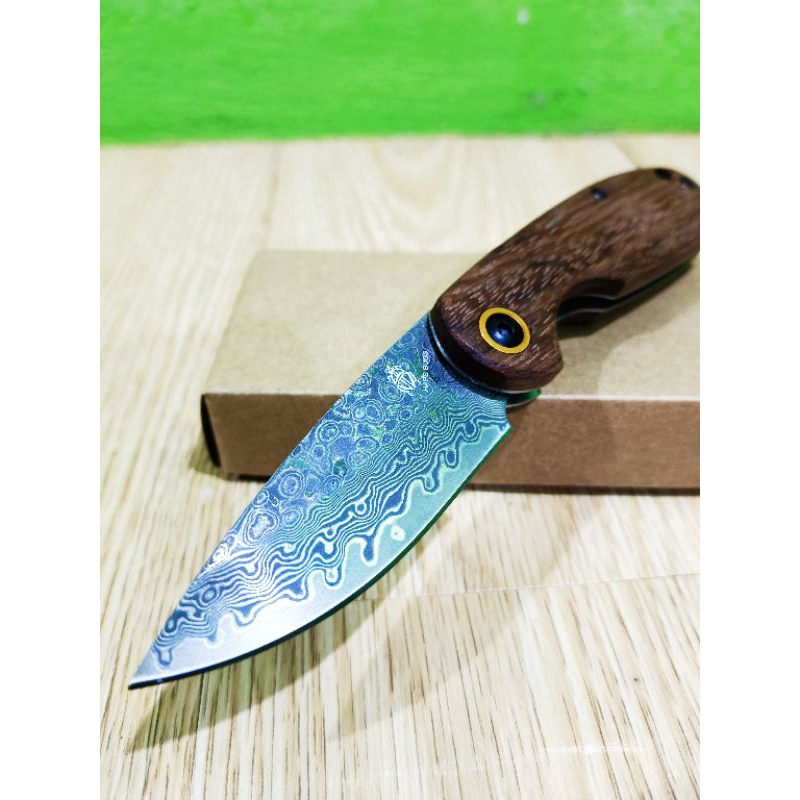 มีดพับงานแฮนด์เมดDAMASCUS STEEL HAPS BUGS