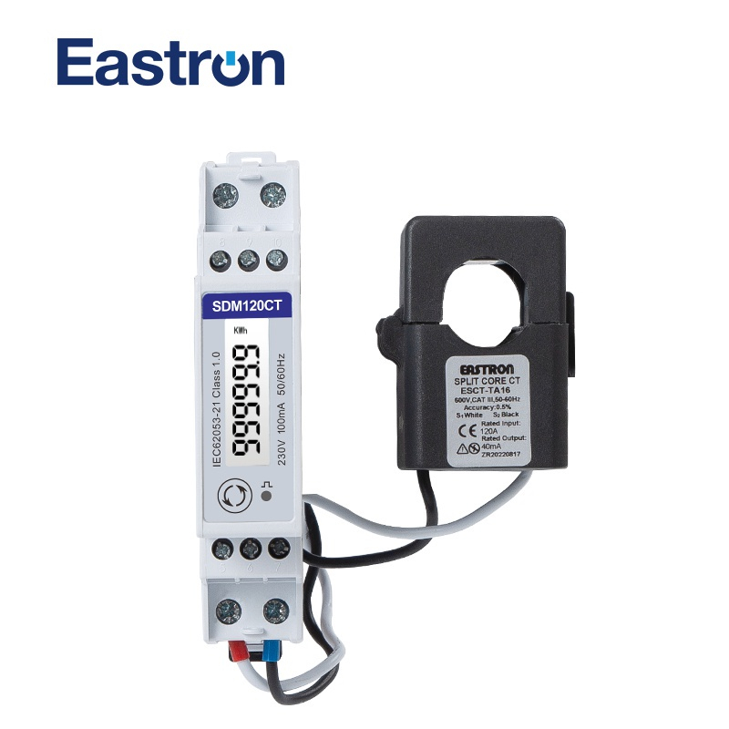 EASTRON SDM120CT-40mA TA-16 120A/40mA,1 เฟส RS485 Modbus สื่อสาร Din Rail Wattmeter