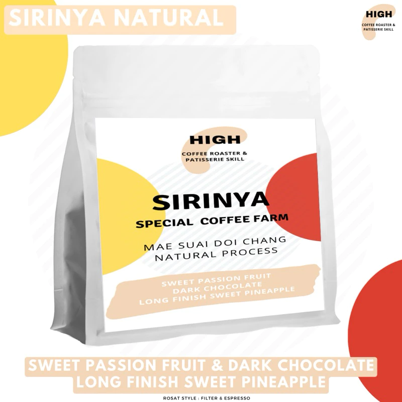 เมล็ดกาแฟ Sirinya Natural Process คั่วอ่อน แม่สรวย ดอยช้าง จังหวัด เชียงราย