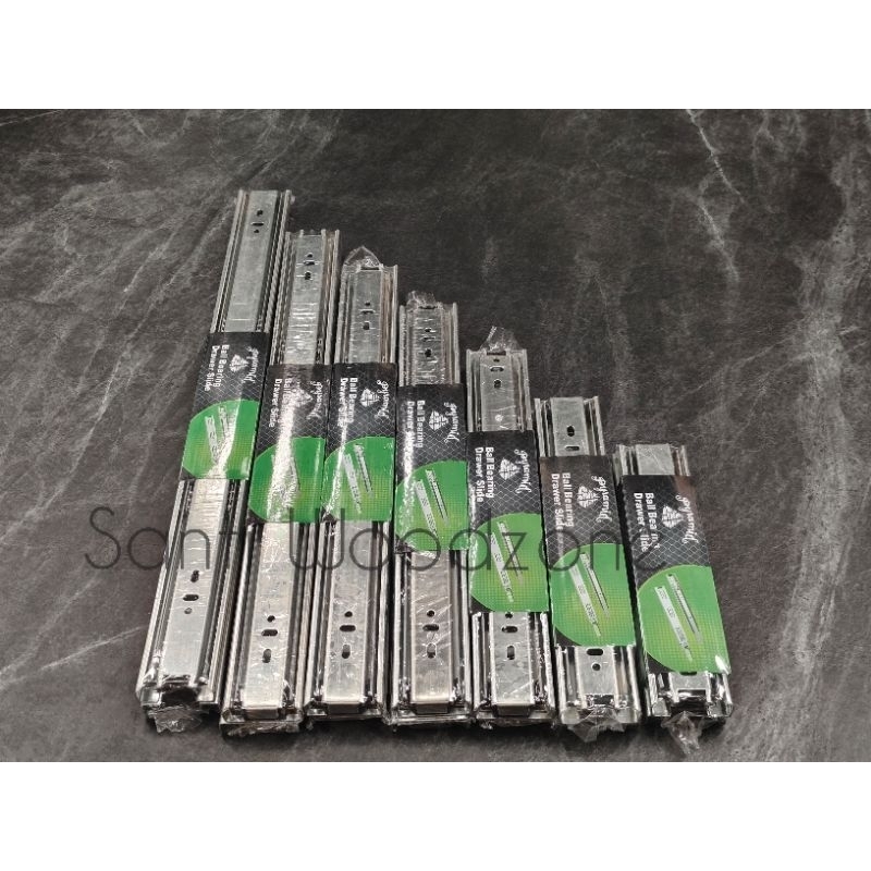 Pyramid E4501 ปิรามิด รางลิ้นชัก แบบลูกปืน 2 ตอน รับข้าง ธรรมดา ขนาด  10นิ้ว 12นิ้ว 14นิ้ว 16นิ้ว 18นิ้ว 20นิ้ว