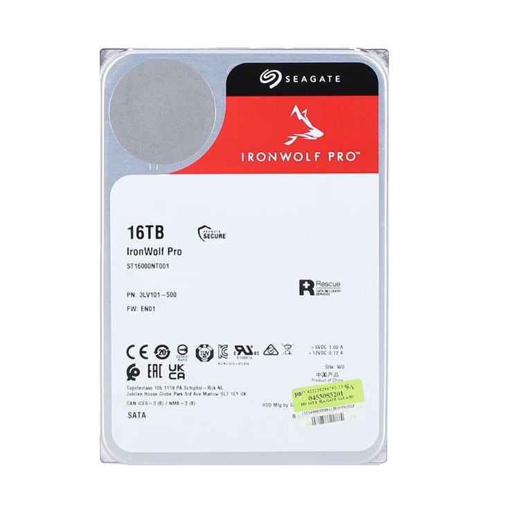 16 TB 3.5" HDD (ฮาร์ดดิสก์ 3.5") SEAGATE IRONWOLF PRO - 7200RPM SATA3 (ST16000NT001)