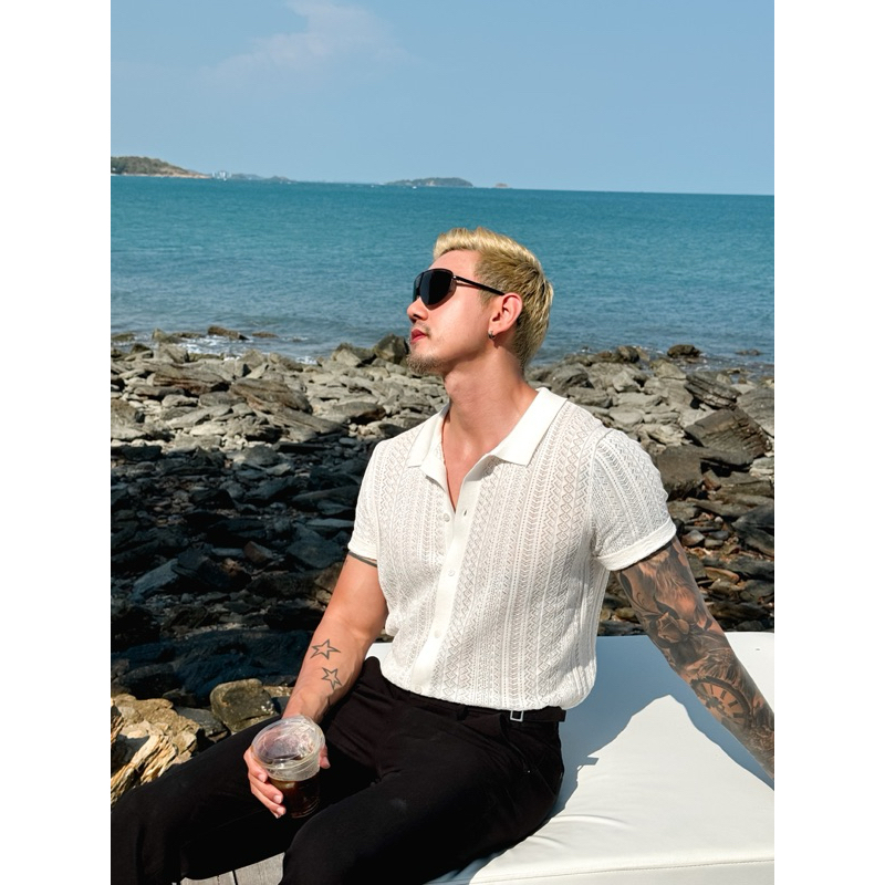 ROBMAN เสื้อตาข่ายผู้ชาย Summer Collection เสื้อผู้ชายเกาหลี ผู้ชายสายฝอ RM5001 สำหรับผู้ชายเท่ๆ ผ้า