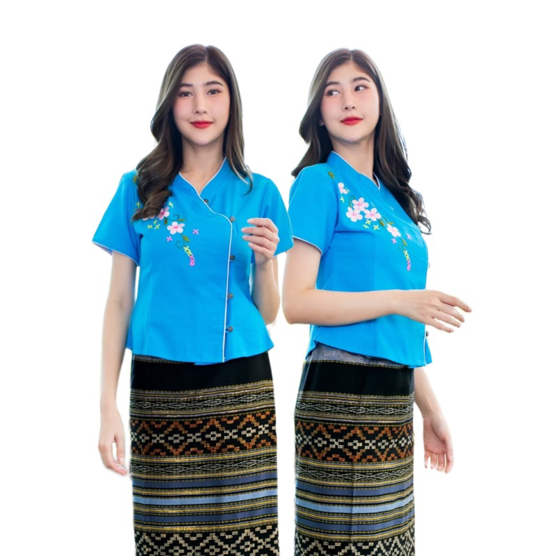 เสื้อพื้นเมืองผู้หญิงคอจีนปักดอก