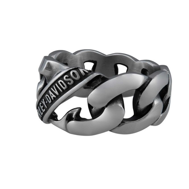 แหวน Harley-Davidson® Men's Banner Curb Chain Link Steel Band Stainless Steel Ring HSR0084