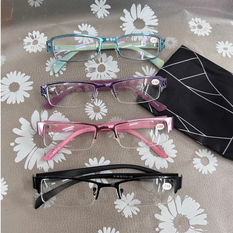 แว่นสายตาสั้น คละสี ทรงเหลี่ยม เล็ก งานขอบครึ่ง ใส่สบาย ทรงสวย มี-50 ถึง -400