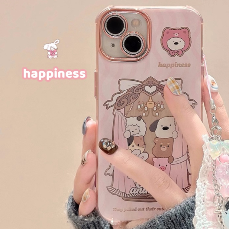 จัดส่ง24ชม เคสโทรศัพท์ 15 14 13 12 11 Pro max for iPhone 15 case บางเบาพกพาง่าย แฟชั่น การชุบ การ์ตูน แมว พร้อมจี้