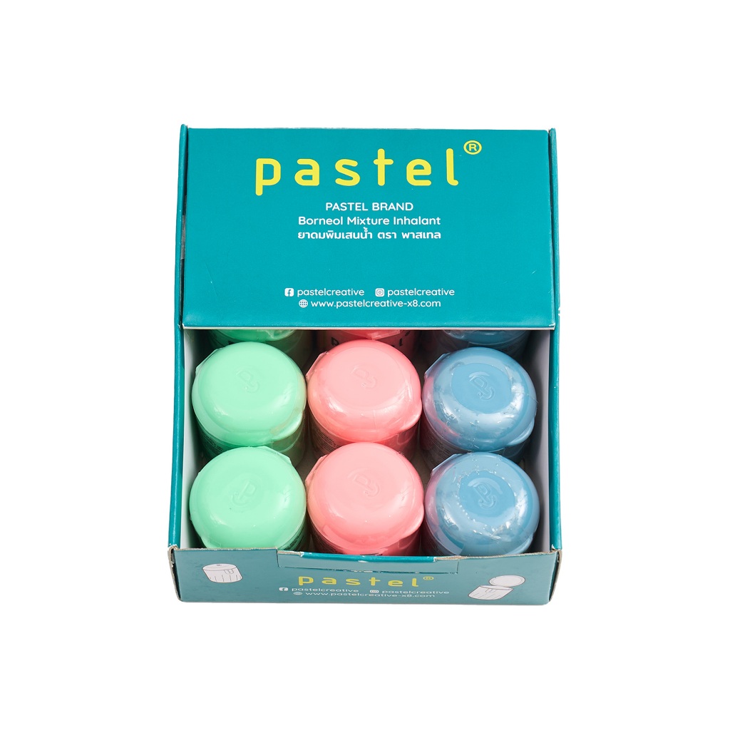 pastel borneol inhaler ยาดมพิมเสนน้ำ (แบบกล่อง มี 12 ชื้น / คละสี)