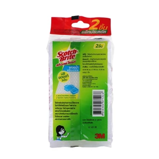 3M Scotch-Brite สก๊อตช์-ไบรต์ ฟองน้ำตาข่าย แพ็ค 2 ชิ้น Net Sponge ฟองน้ำหนาพิเศษ ไม่ทำให้เกิดริ้วรอย