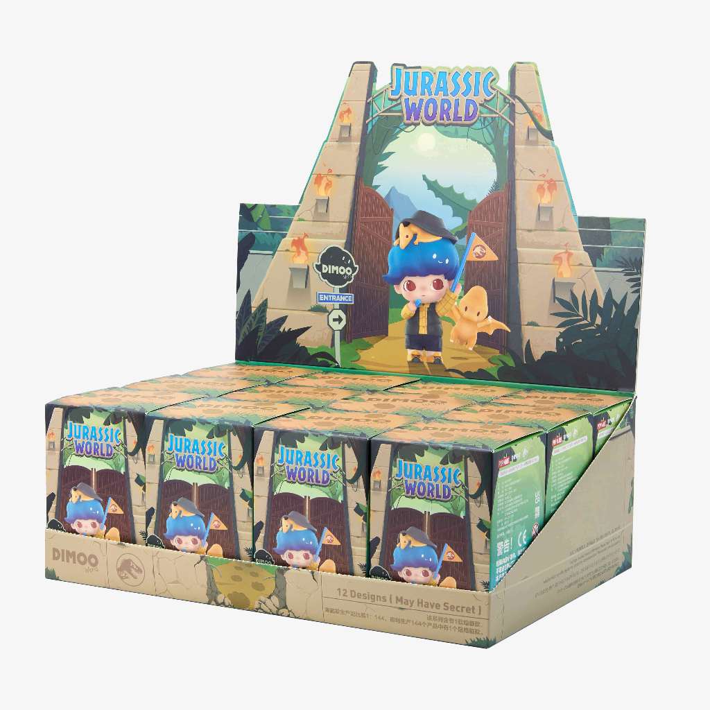 [พร้อมส่ง-แบบยกแพค12กล่อง] กล่องสุ่ม ตุ๊กตาฟิกเกอร์ POPMART : Dimoo Jurassic World Series Blind Box