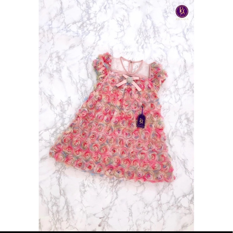 เดรสสั้นดอกกุหลาบ3Dงานป้ายboniga