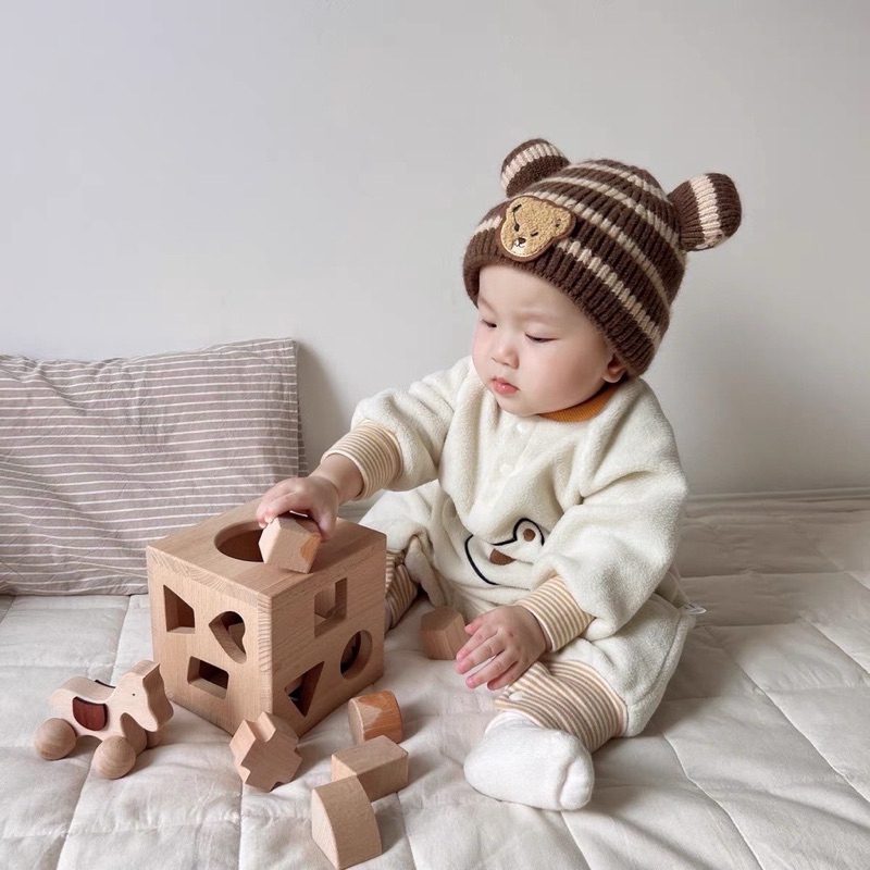 หมวกไหมพรมน้องหมีสุดน่ารัก หนานุ่ม ใส่ได้ตั้งแต่ 3 เดือน- 2 ขวบ