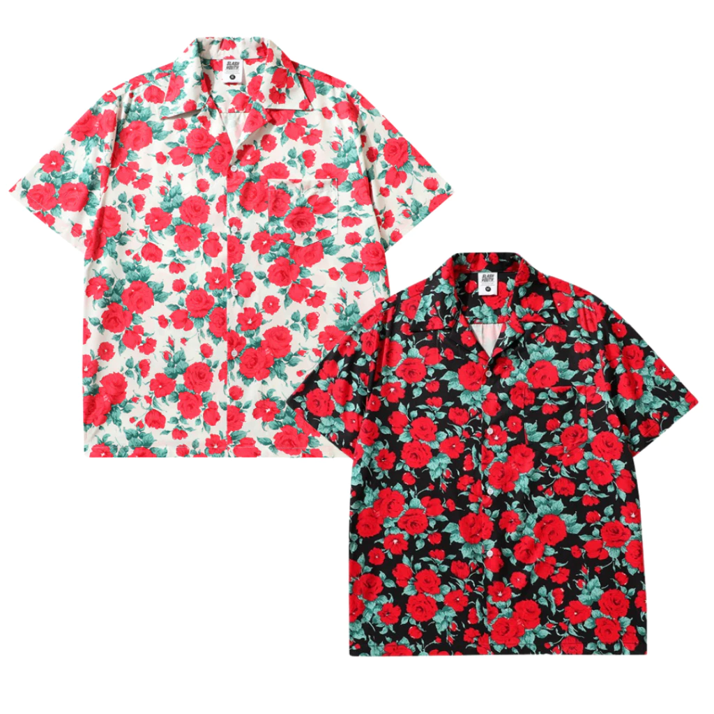 เสื้อฮาวายแขนสั้นลายกุหลาบแดง Red Rose Hawaii Shirt