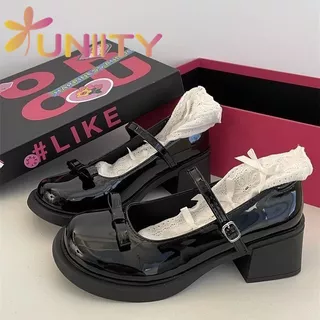 [เดินทางมาถึงภายใน 2 วัน]ลดล้างสต็อก size 38/40 JK Y2K รองเท้าแมรี่เจน รองเท้าหนังสไตล์อังกฤษ การตกแต่งโบว์ย้อนยุค ส้นตึ