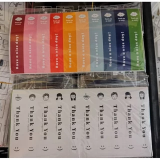 ( LP ) MINI สติกเกอร์ตกแต่งถ้วยกาแฟ สติกเกอร์ THANK YOU ขนาด: 1.5x9ซม 100 ดวง/แพค ( แช่น้ำไม่ได้ค่ะ )